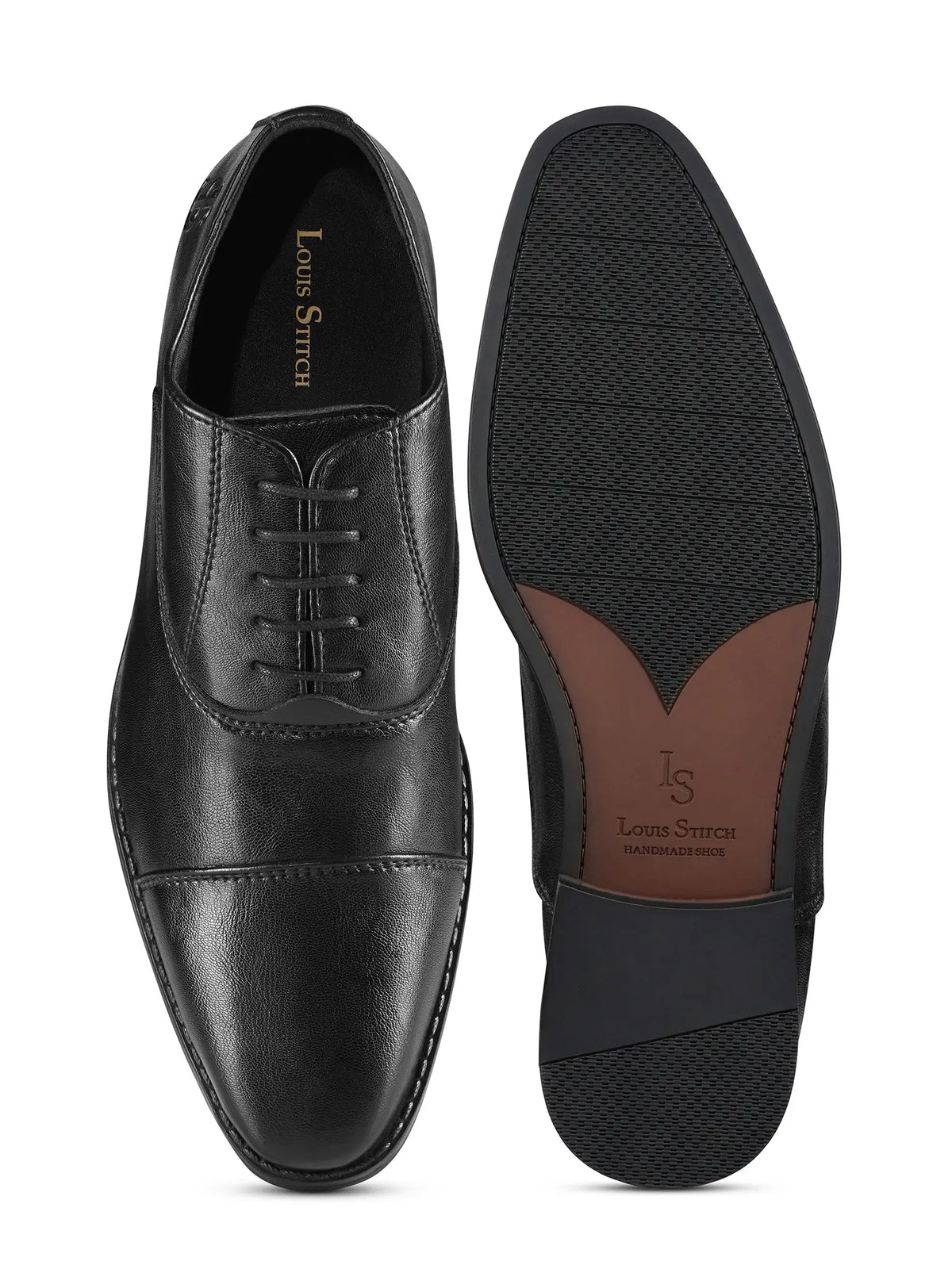 Jet Black Egyptian Crust Leather Derby Shoes