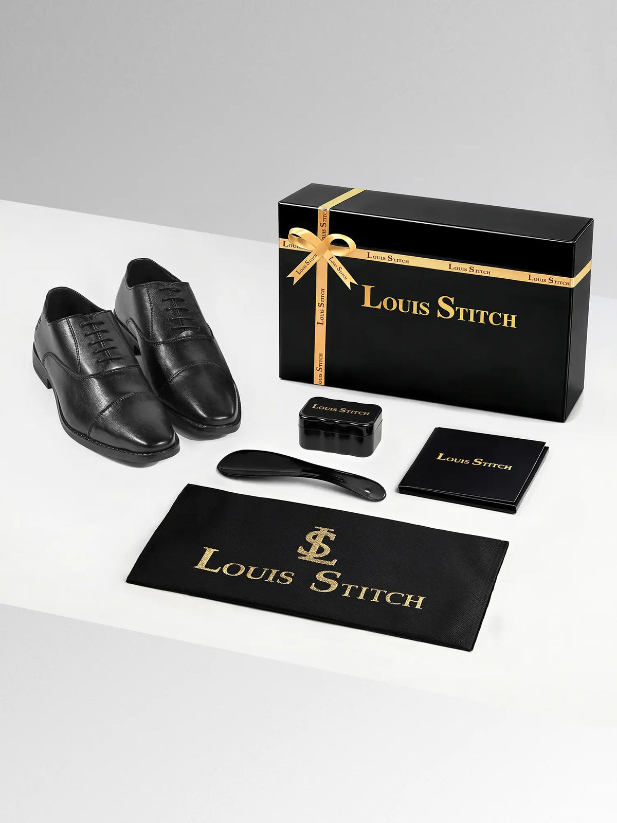 Jet Black Egyptian Crust Leather Derby Shoes