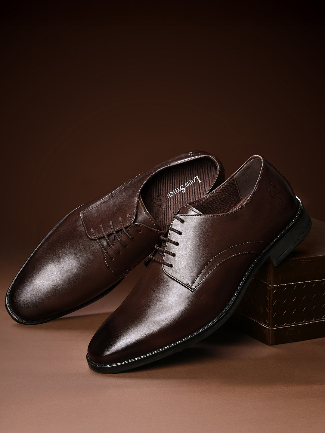 Brunette Brown Egyptian Crust Leather Derby Shoes