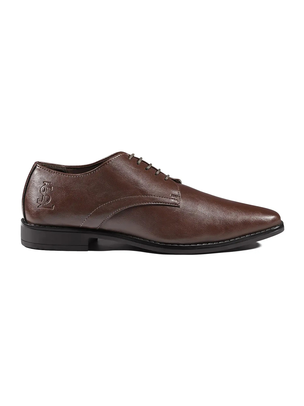 Brunette Brown Egyptian Crust Leather Derby Shoes