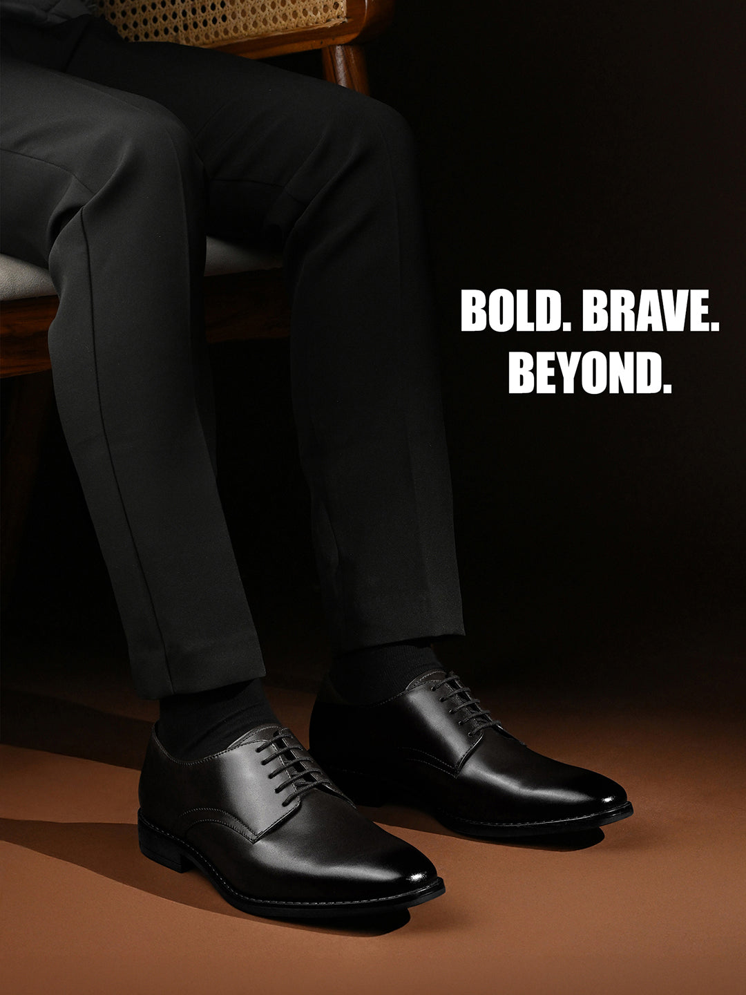 Jet Black Egyptian Crust Leather Derby Shoes