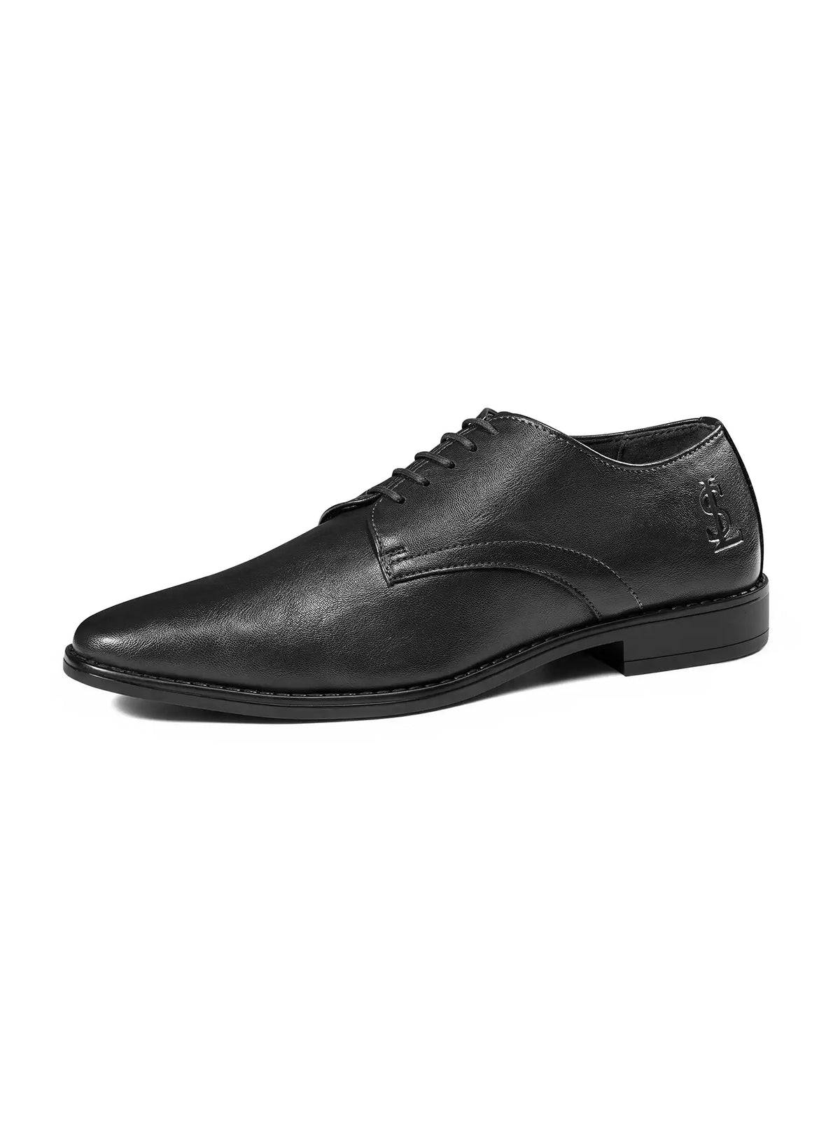Jet Black Egyptian Crust Leather Derby Shoes