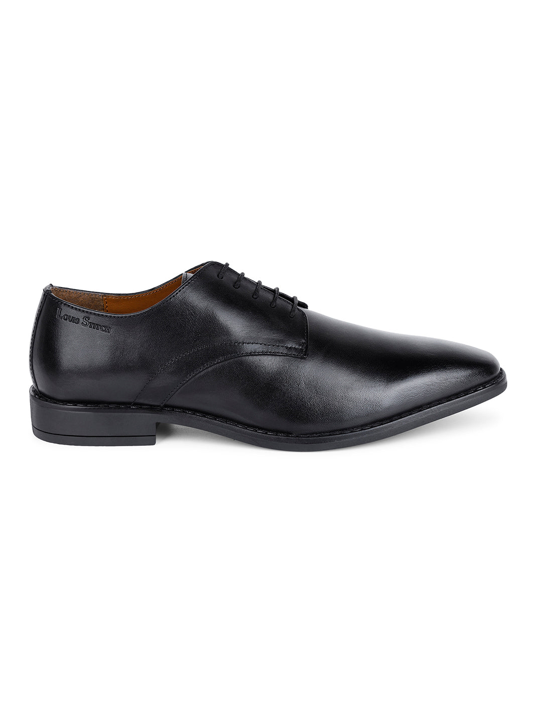 Jet Black Egyptian Crust Leather Derby Shoes