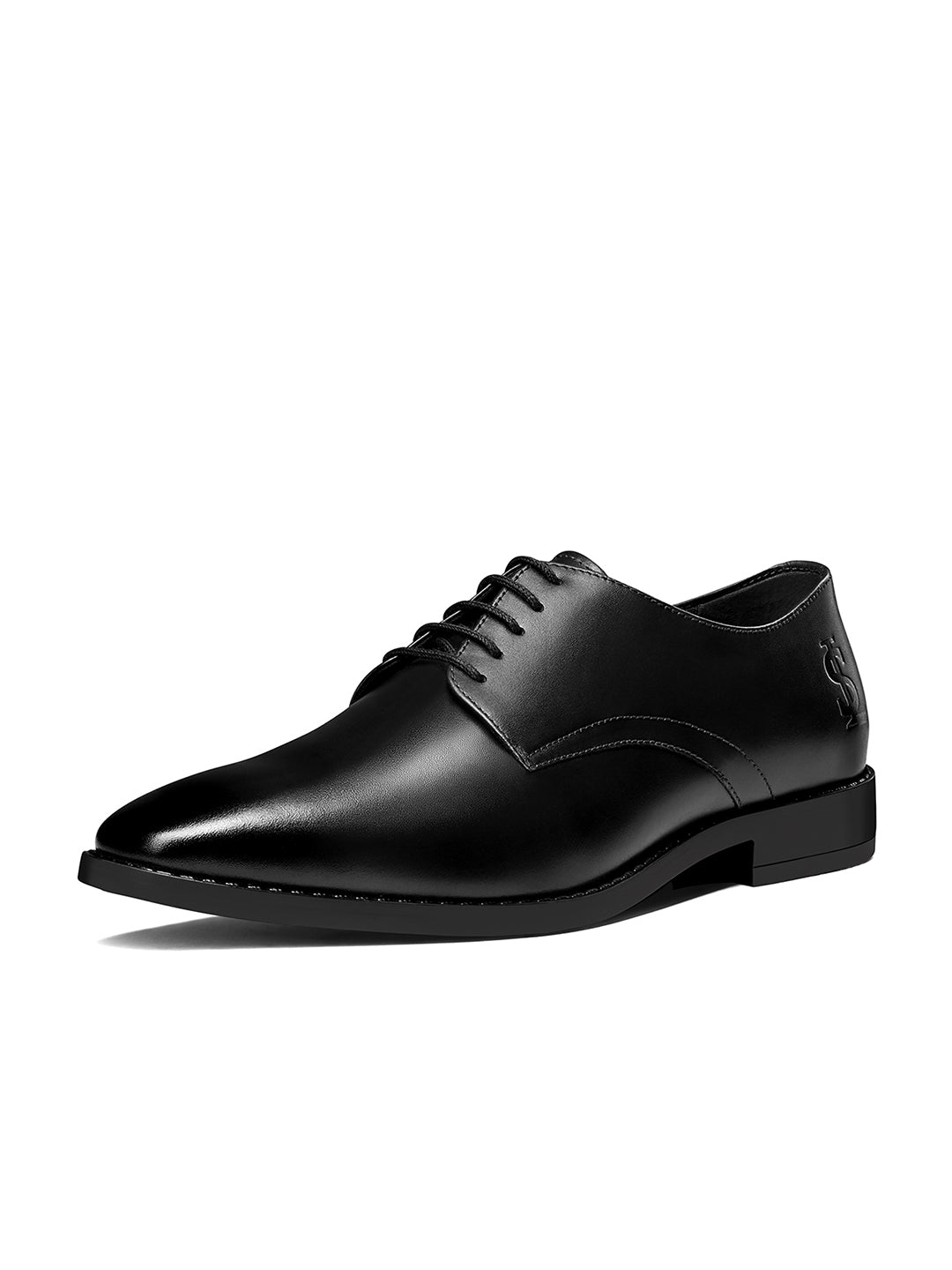 Jet Black Egyptian Crust Leather Derby Shoes