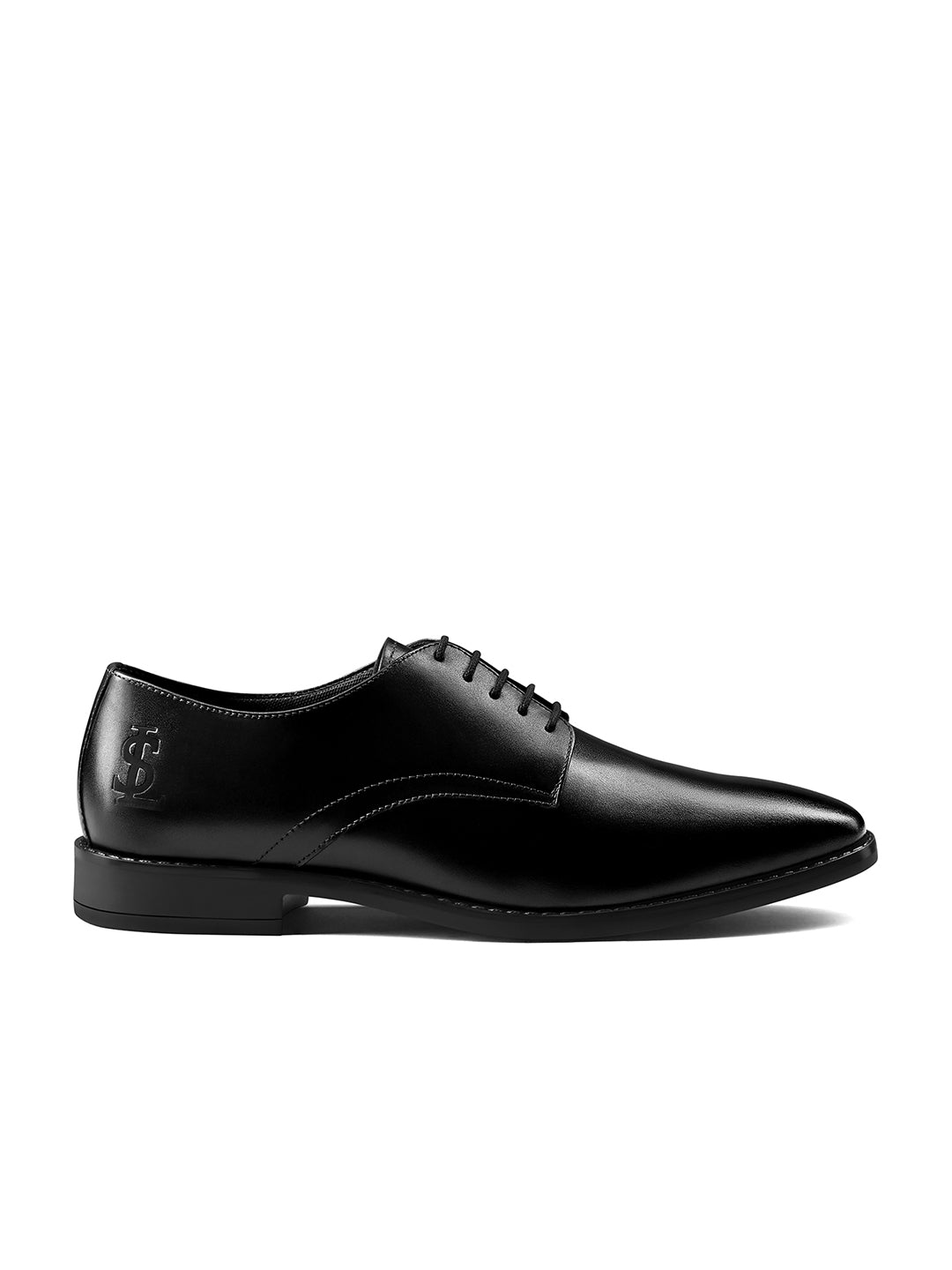 Jet Black Egyptian Crust Leather Derby Shoes