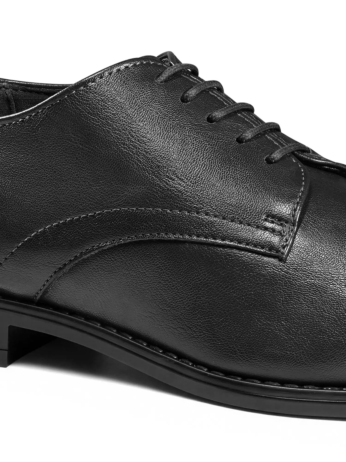 Jet Black Egyptian Crust Leather Derby Shoes