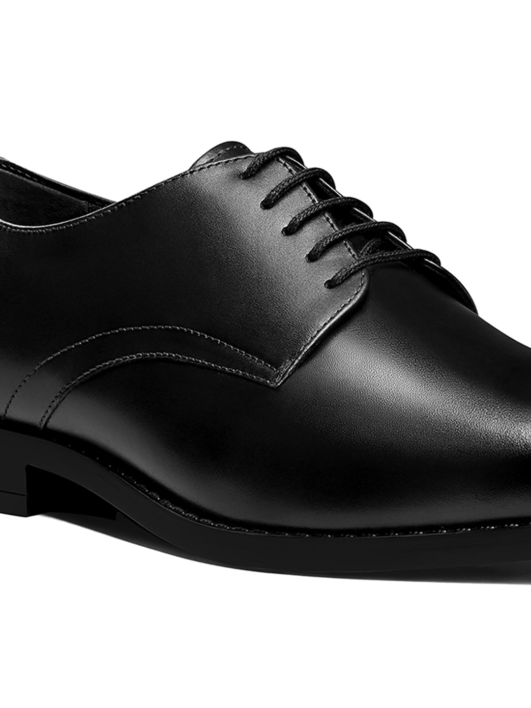 Jet Black Egyptian Crust Leather Derby Shoes