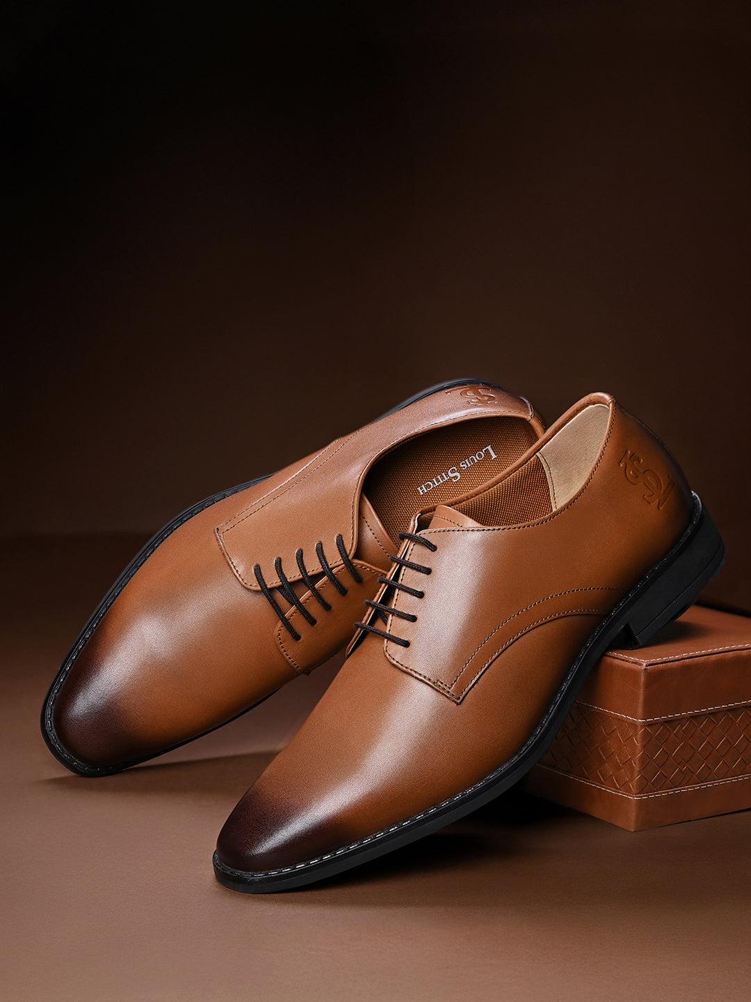 Russet Tan Egyptian Crust Leather Derby Shoes