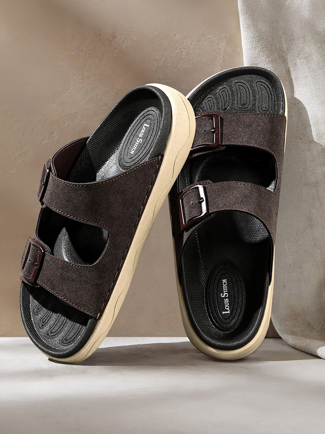 Brunette Brown Double Strap Lightweight Open Toe Sandal