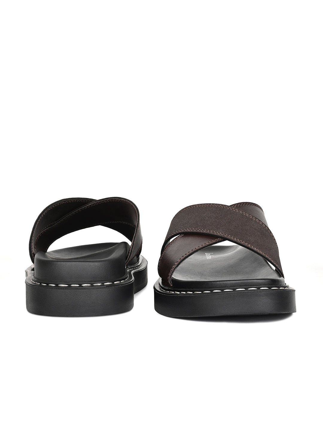 Brown Casual Cross Strap Slip On Sandal with PU Cushion Sole