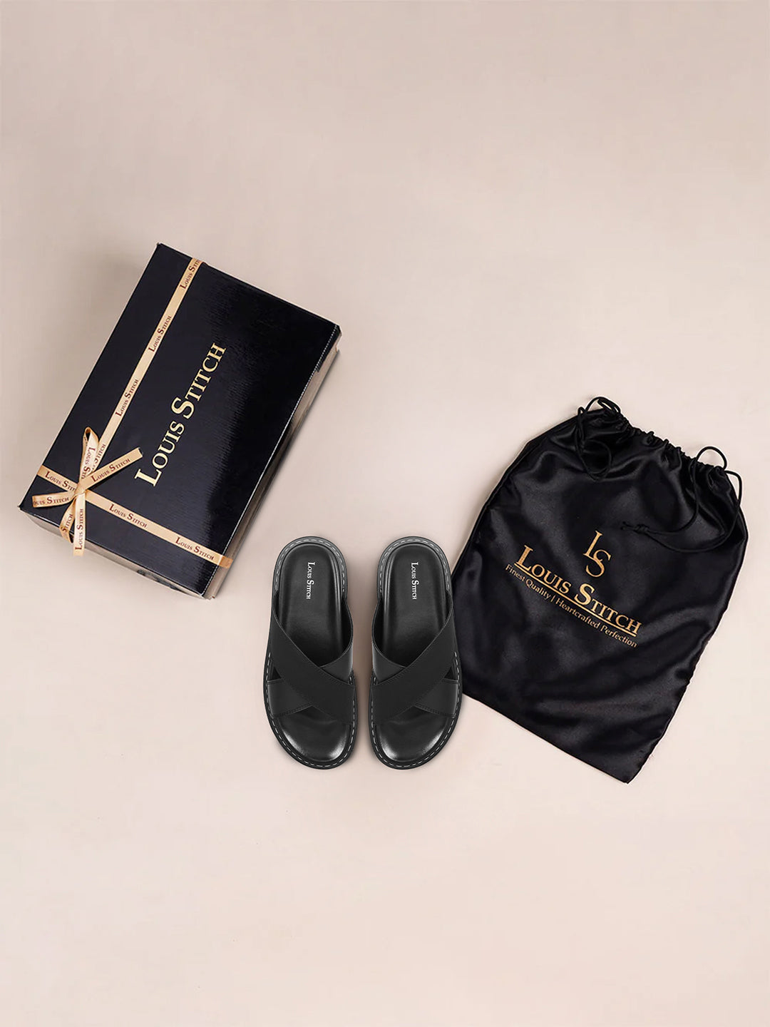 Black Casual Cross Strap Slip On Sandal with PU Cushion Sole