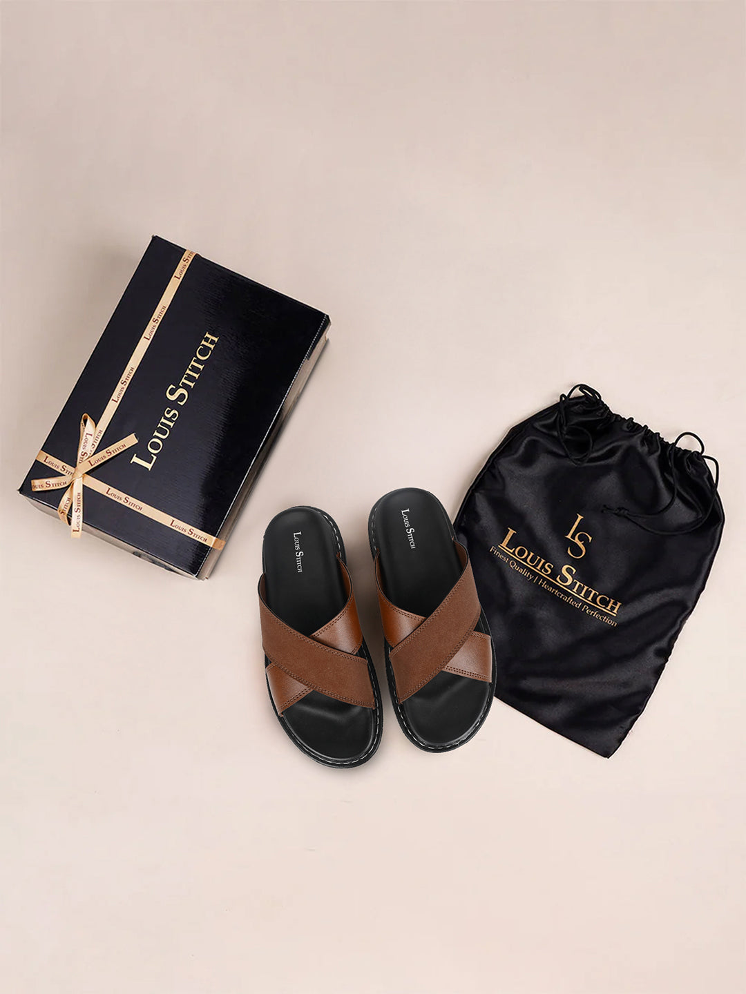 Tan Casual Cross Strap Slip On Sandal with PU Cushion Sole