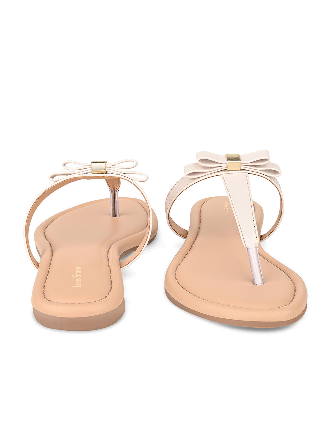 Women's Slip-On Cream T-Strap Lightweight Sandals