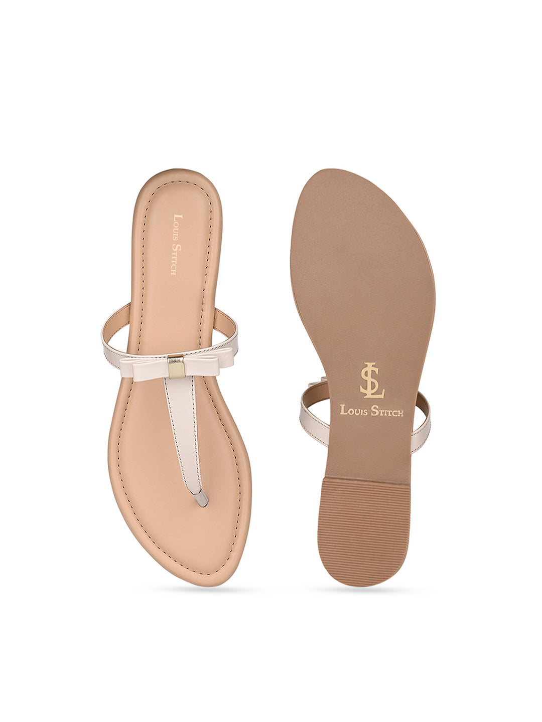 Women's Slip-On Cream T-Strap Lightweight Sandals