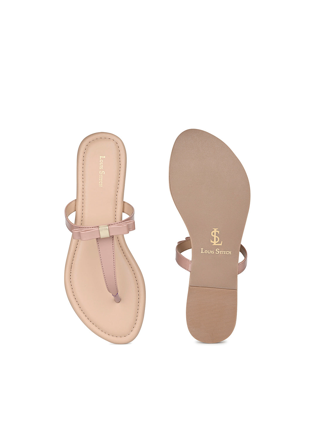 Women's Slip-On Peach Pink T-Strap Lightweight Sandals
