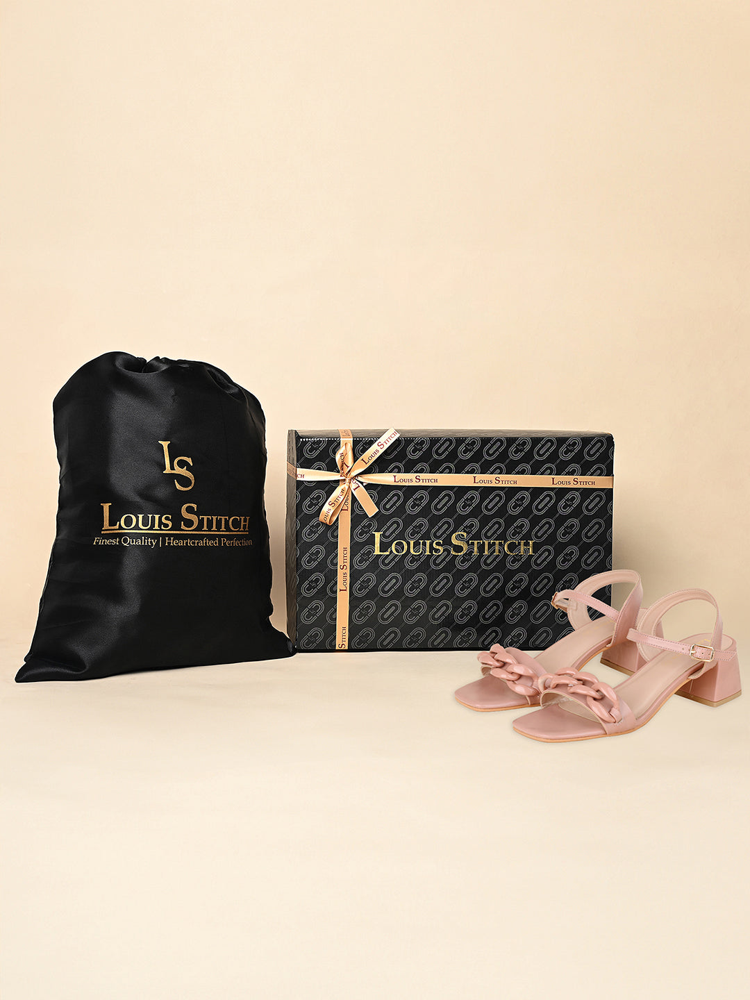 Women's Nude Pink Block Heel Buckle Strap Sandals