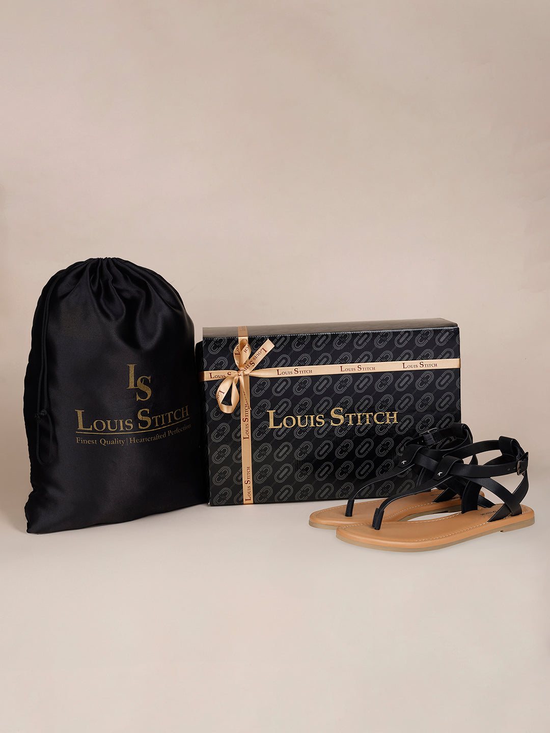 Women's Stylish T-Strap Jet Black Lightweight Sandals