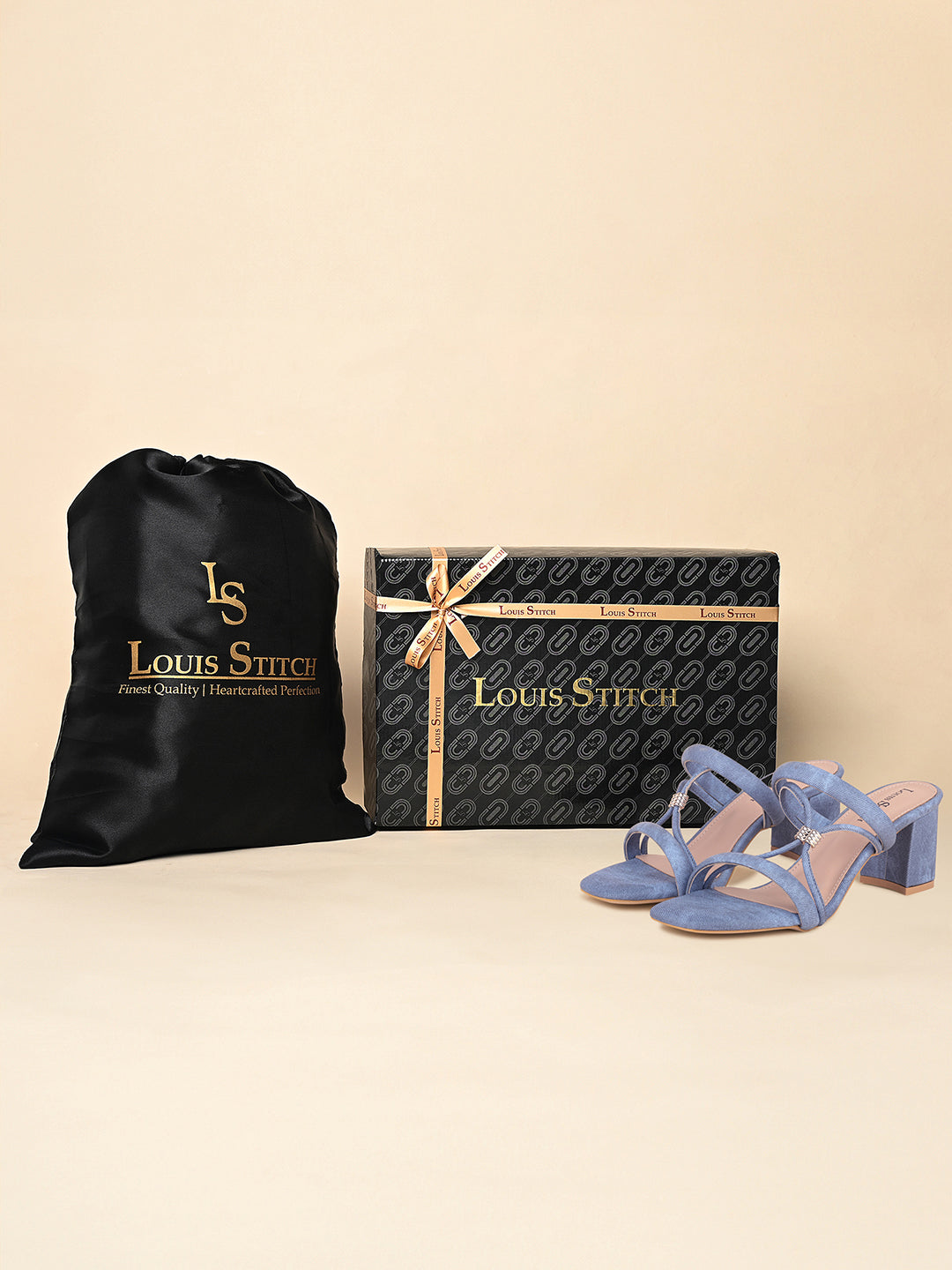 Women Blue Block Heel Slip-On Comfortable Ladies Sandals