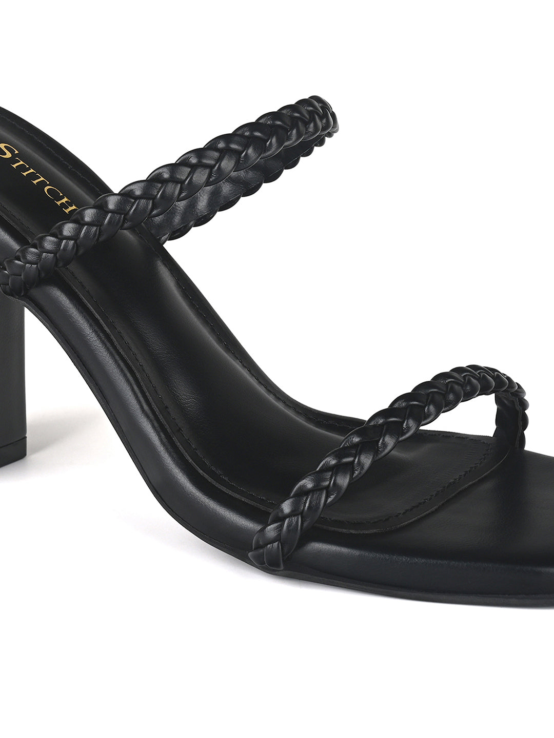 Women's Black Open Toe Block Heel Lightweight Sandals