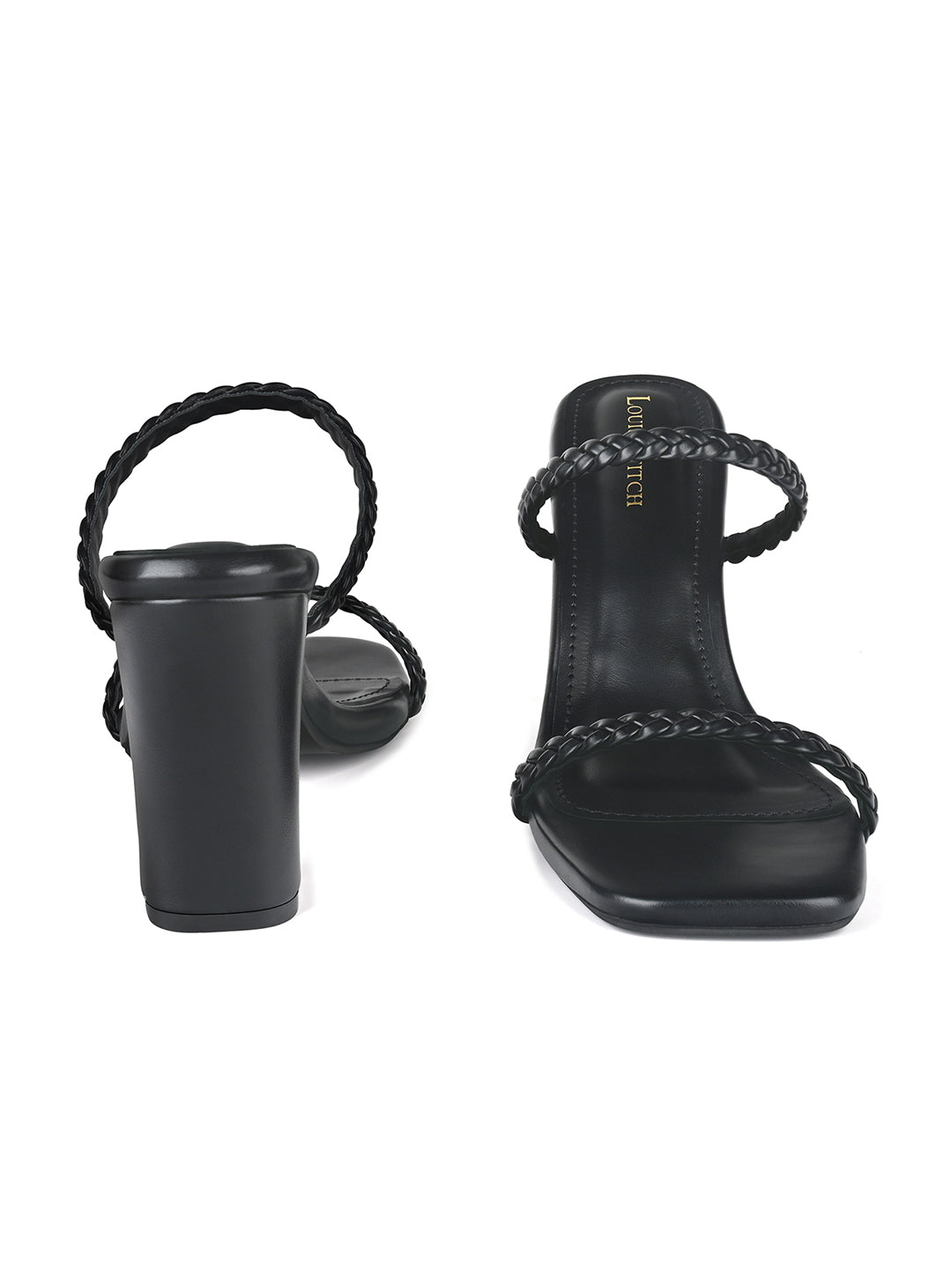 Women's Black Open Toe Block Heel Lightweight Sandals