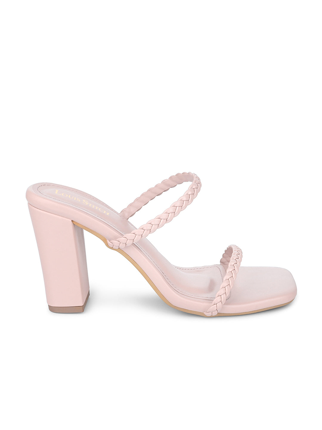 Women's Pink Open Toe Block Heel Lightweight Sandals