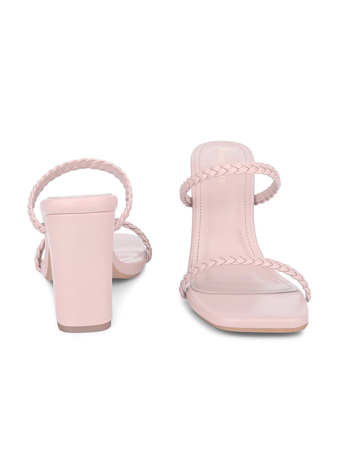 Women's Pink Open Toe Block Heel Lightweight Sandals