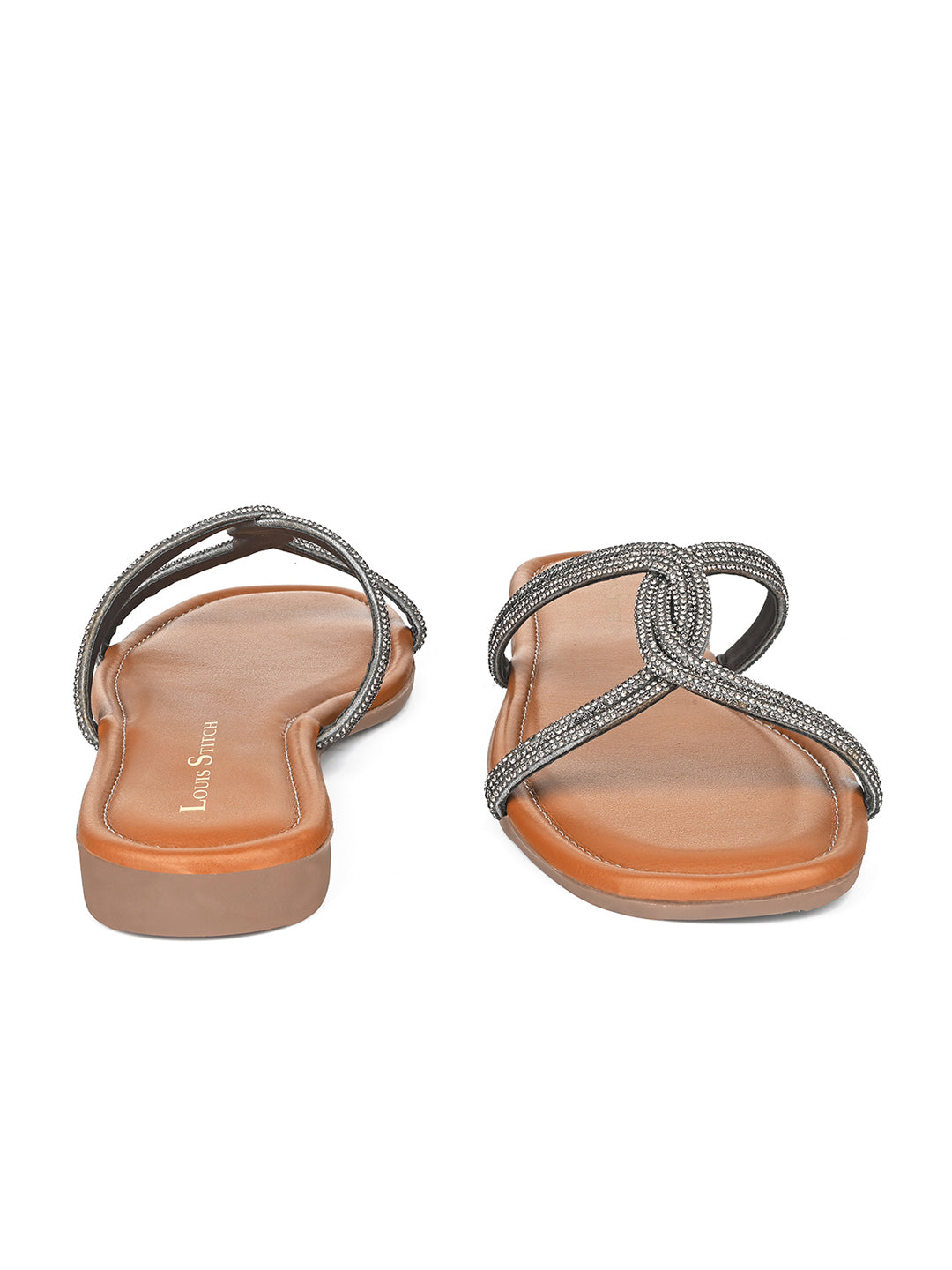 Women's Tan Open Toe Cross Strap Flat Heel Lightweight Sandals