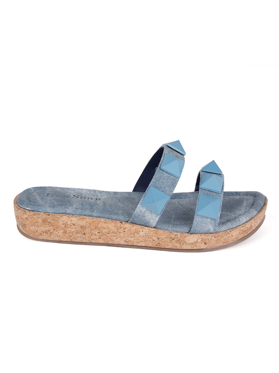Women's Two Strap Diamond Stone Blue Lightweight Sandals
