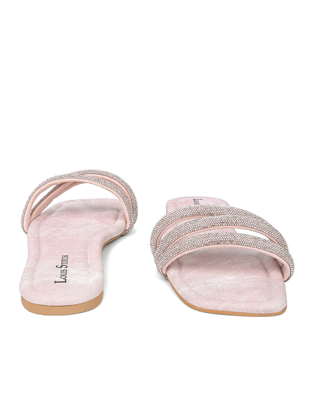 Women's Pink Shiny Strap Flat Heel Lightweight Sandals