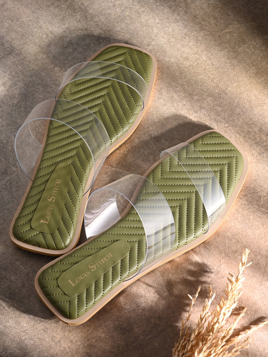 Women's Silicon Strap Green Open Toe Stylish Slip-On Sandals