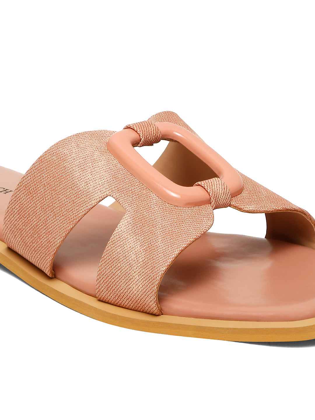 Women's Pink Flat Fashion Square Buckle Strap Lightweight Sandals