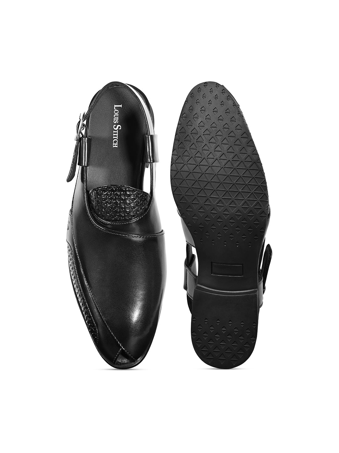 Jet Black Comfortable Ethnic Roman Sandals