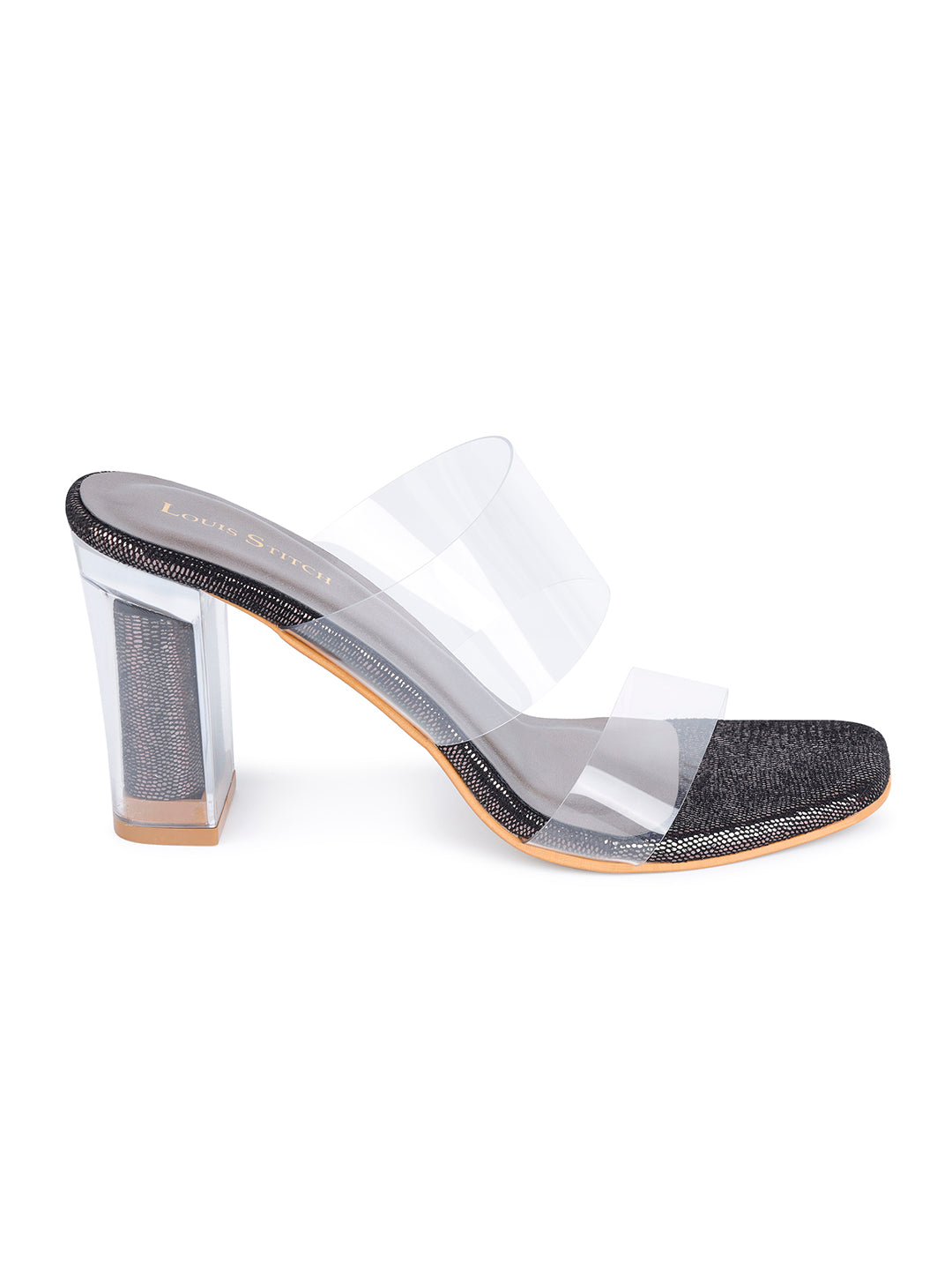 Women's Transparent Double Straps Black Lightweight Sandals