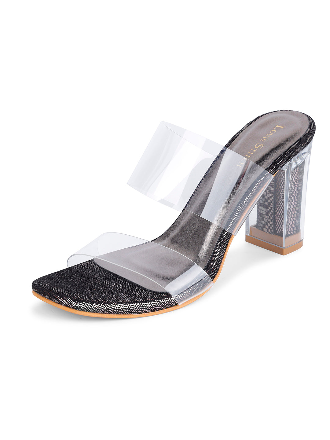 Women's Transparent Double Straps Black Lightweight Sandals