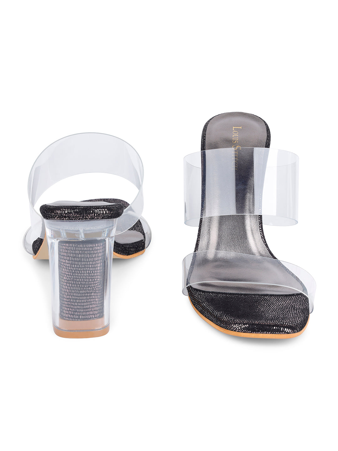 Women's Transparent Double Straps Black Lightweight Sandals