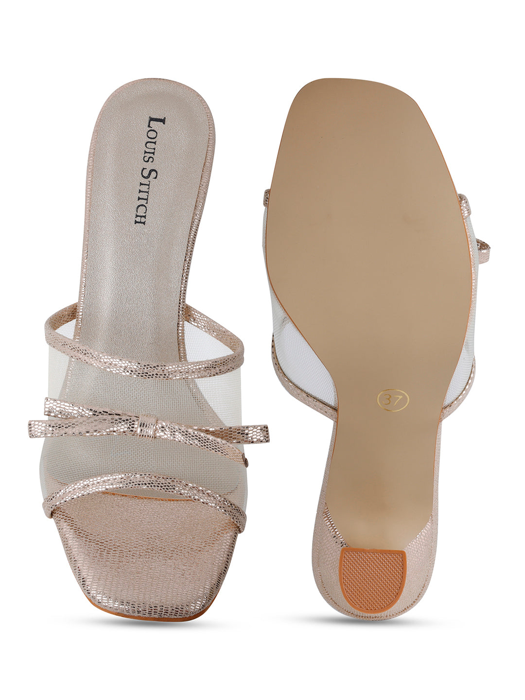 Women's Transparent Bow Straps Golden Lightweight Sandals