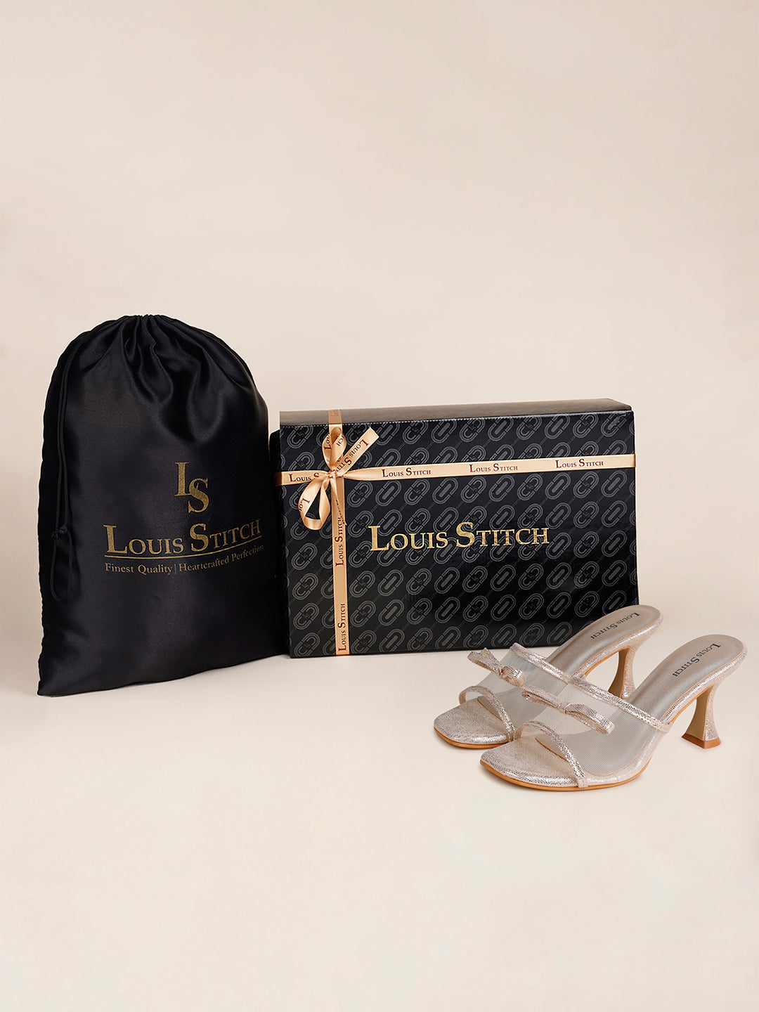 Women's Transparent Bow Straps Golden Lightweight Sandals
