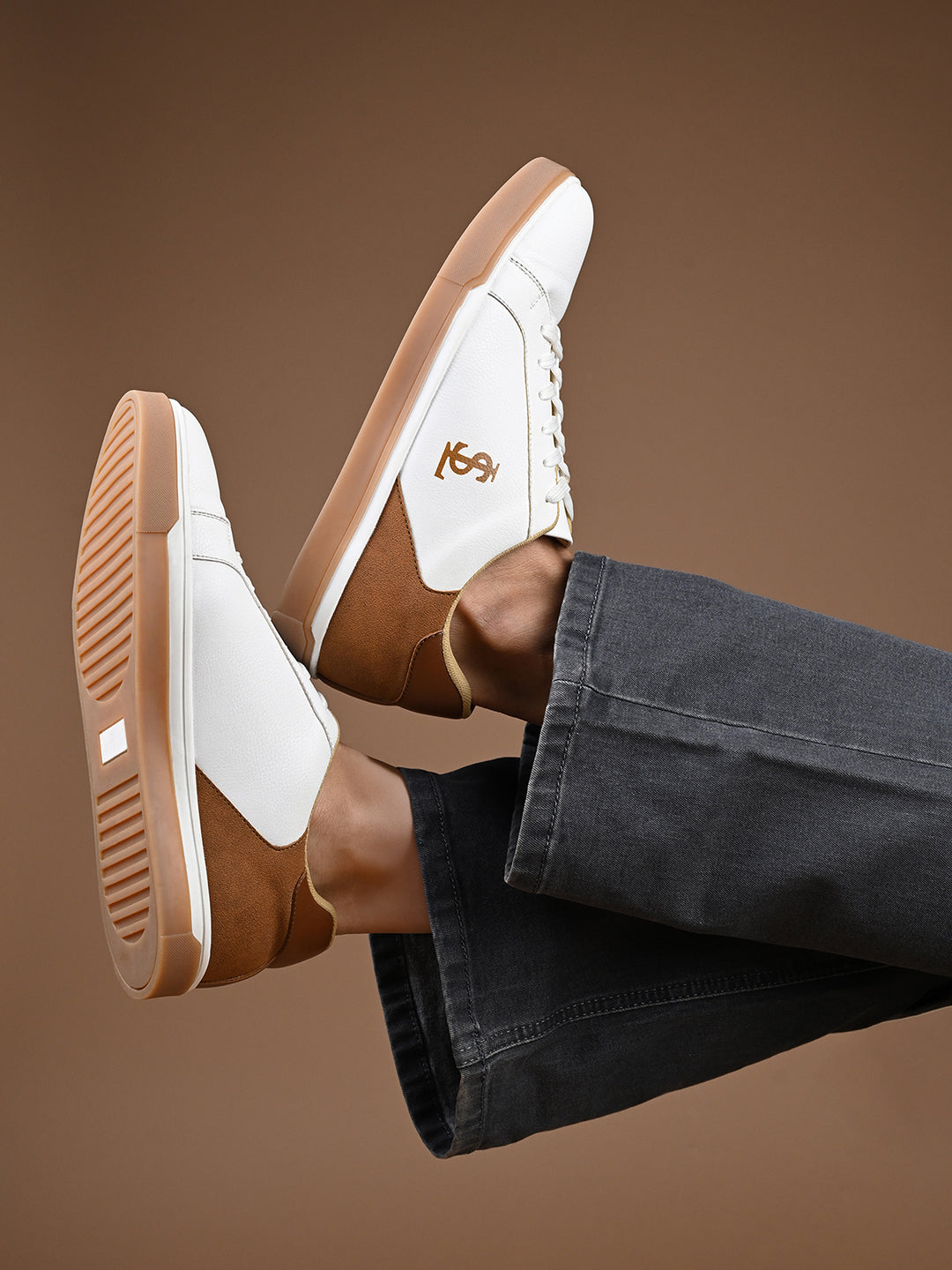 Canadian White and Tan Comfortable Lace-Up Sneaker