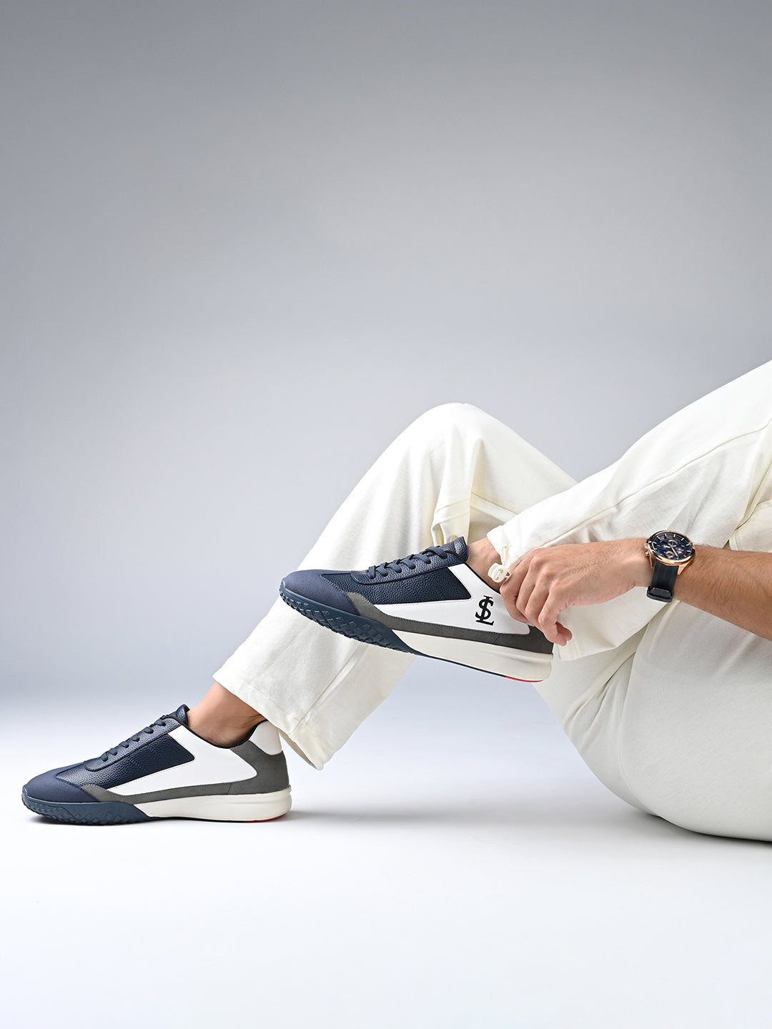 Blue and Grey Comfortable Lace-Up Sneaker