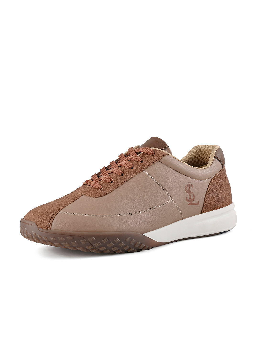 Russet Tan and Beige Comfortable Lace-Up Sneaker