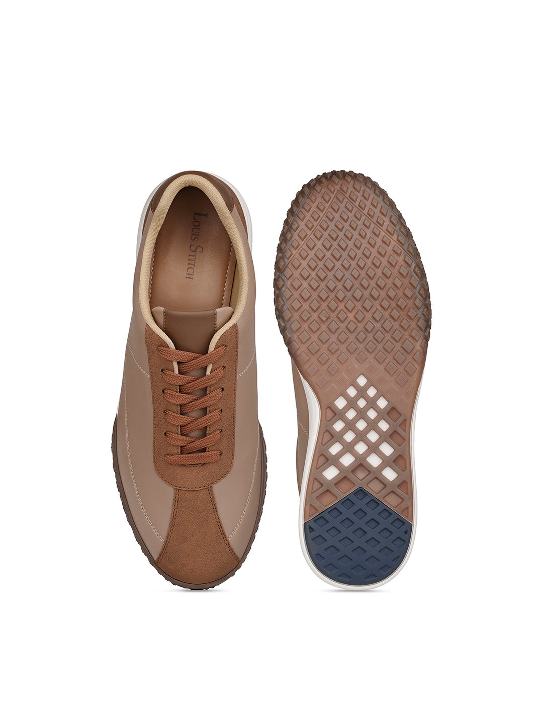 Russet Tan and Beige Comfortable Lace-Up Sneaker