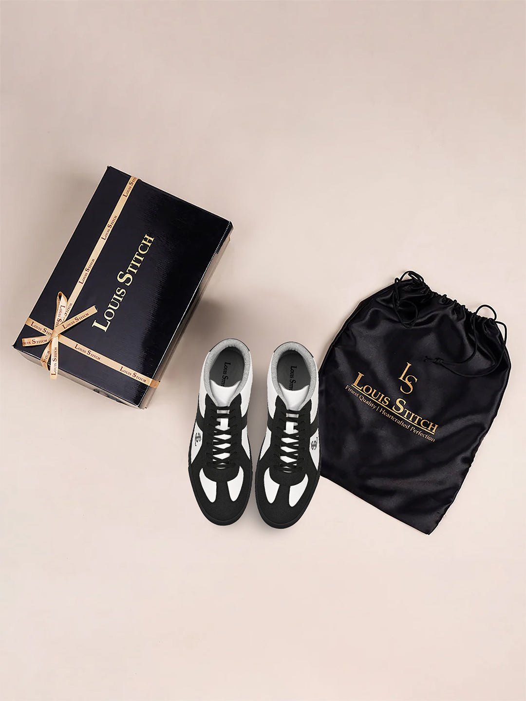 Black and White Comfortable Lace-Up Sneaker