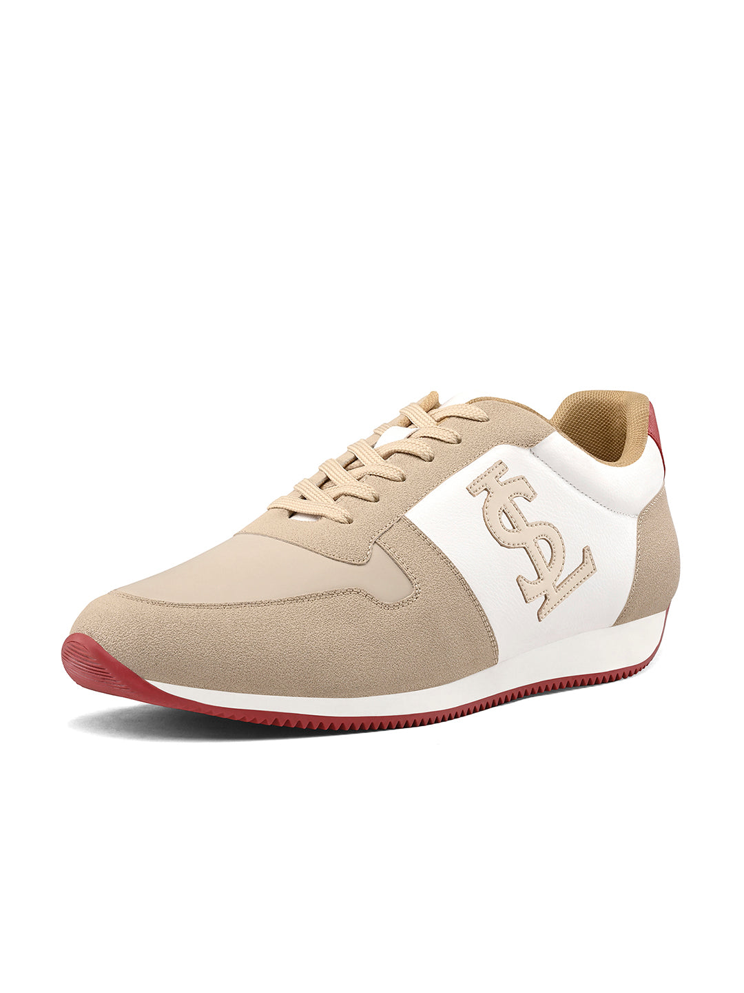 Beige and White Casual Lightweight Lace-Up Sneaker