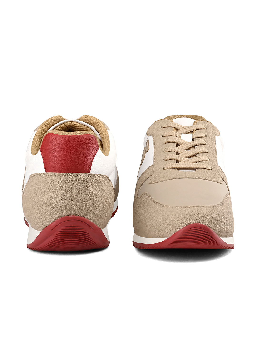 Beige and White Casual Lightweight Lace-Up Sneaker