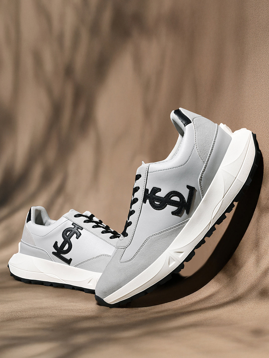 Ash Grey Casual Lightweight Lace-Up Sneakers