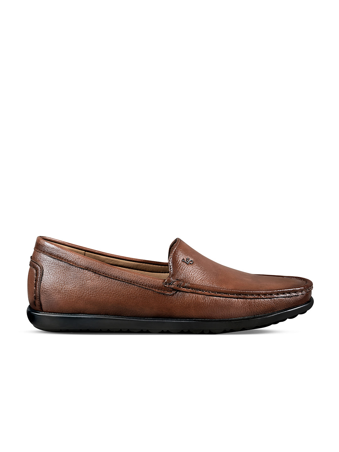 Tan Genuine Leather Formal Slip-On Loafers