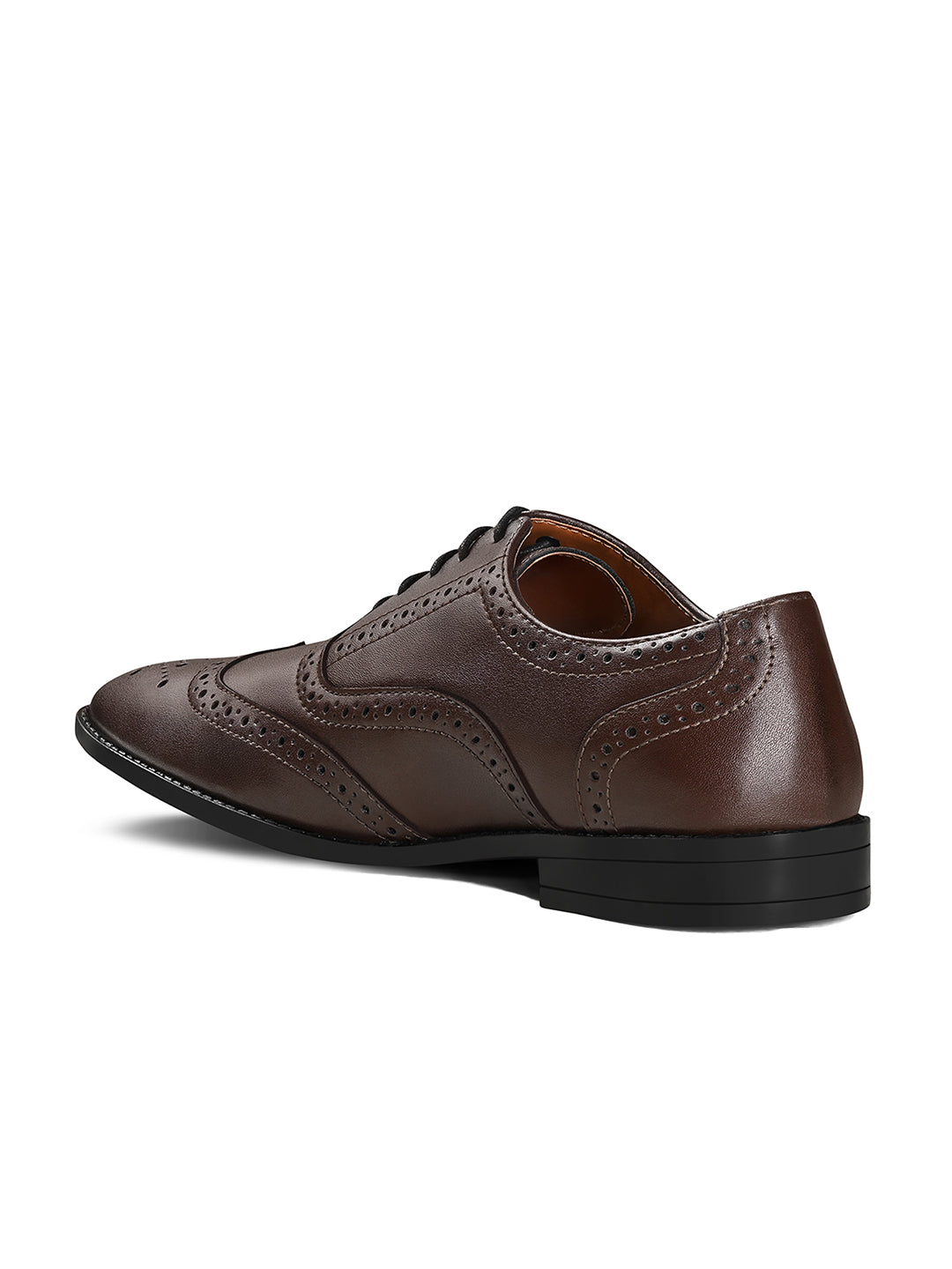 Brunette Brown Wingtip Brogue Style Comfortable Formal Lace Up Shoes