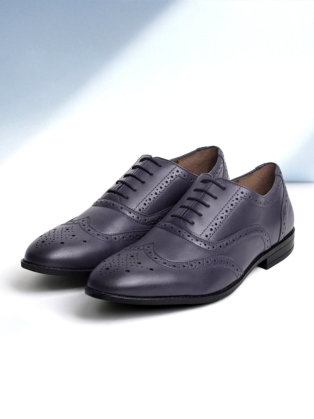 Federal Blue Handcrafted Wingtip Brogue Style Comfortable Formal Lace Up Shoes