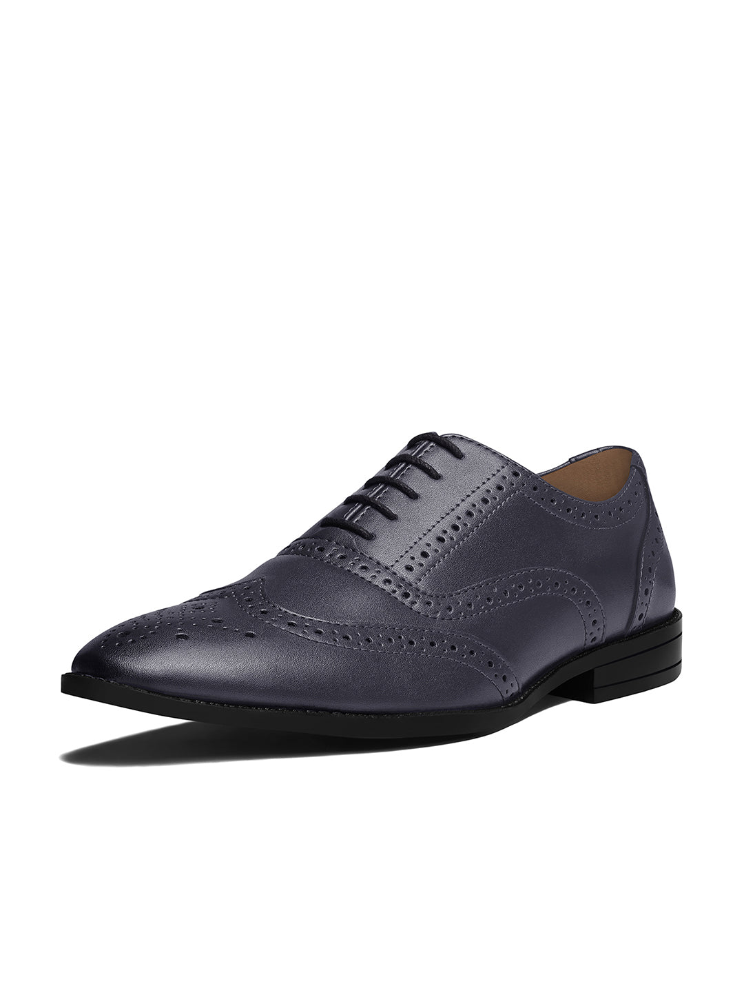 Federal Blue Handcrafted Wingtip Brogue Style Comfortable Formal Lace Up Shoes