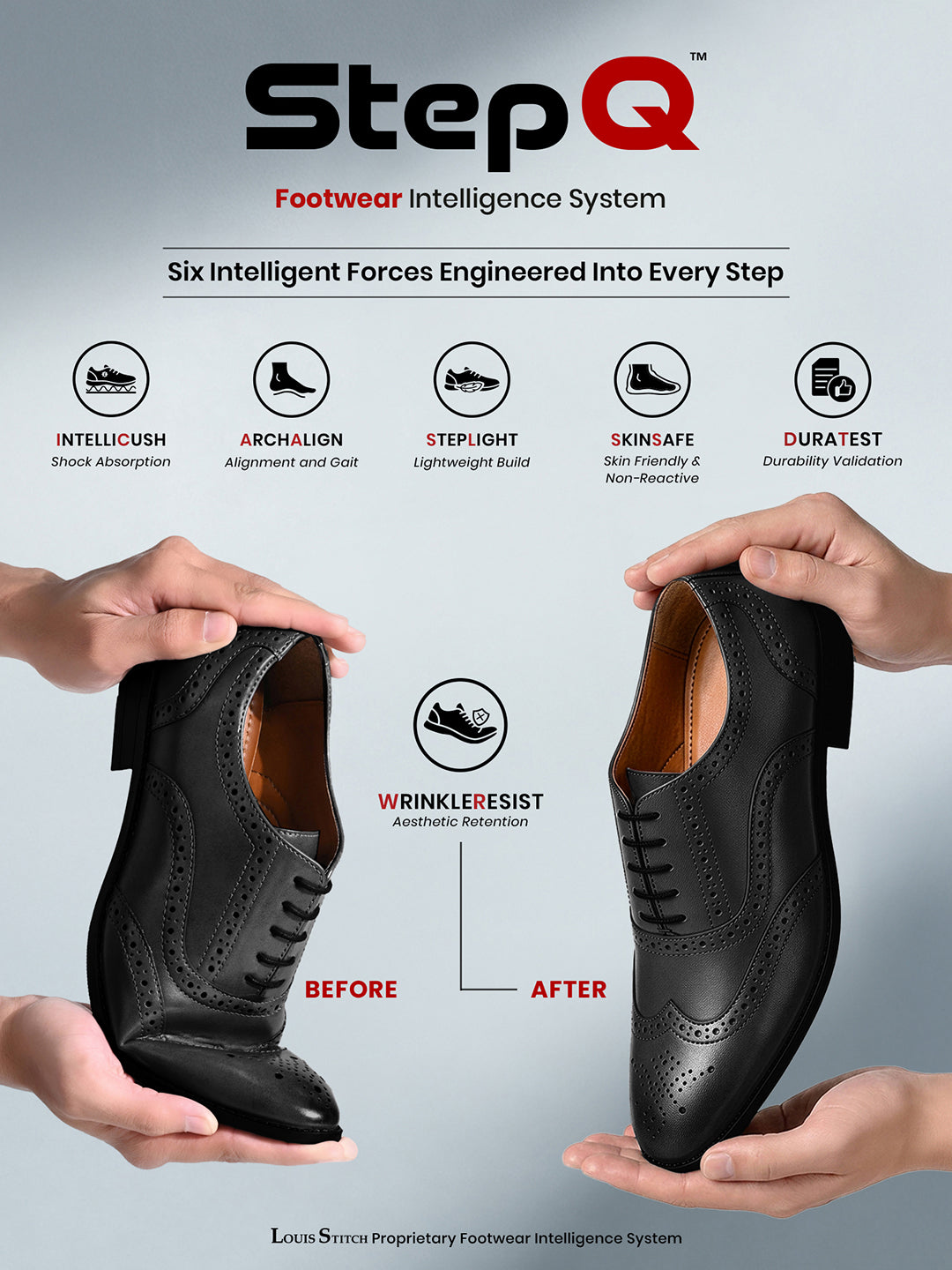 Jet Black Wingtip Brogue Style Comfortable Formal Lace Up Shoes